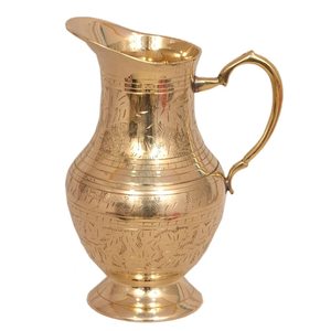 เหยือกทองเหลืองสไตล์มุกไล งานฝีมือประณีต ลวดลายราชวงศ์ที่ละเอียดอ่อน พร้อมการเคลือบทองที่หรูหรา - Product Image 3