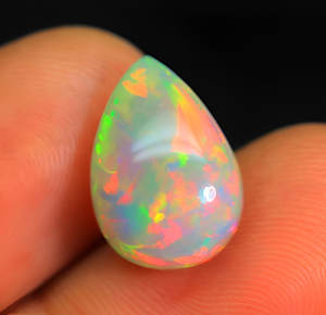Belle pierre précieuse de cabochon d'opale éthiopienne-Gemmes d'opale en forme de poire-Play Of Fire Pierre naturelle en vrac lisse pour la fabrication de bijoux - Product Image 5