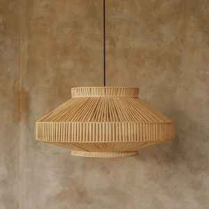 Lámpara colgante de bambú moderna y elegante para interiores de boutique y espacios de vida Iluminación superior natural - Product Image 1