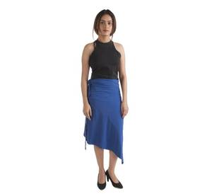 Jupe enveloppante asymétrique confortable pour jeunes femmes en tricot de coton biologique avec 5% de style de soutien-gorge à motif imprimé extensible en spandex - Product Image 1