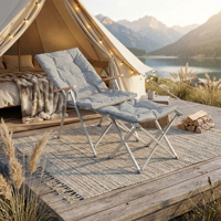Chaise de camping pliable moderne, écologique, confortable, légère et rembourrée, avec cadre en acier inoxydable portable, pour extérieur et parc