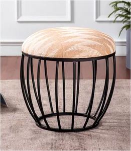 Black metallic <b>stool</b> sitting cage ottoman customized made in india usage home hotel room restaurant indoor outdoor living room - Product Image 2