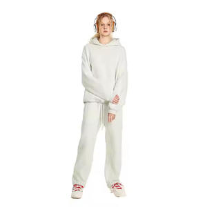 Ensemble sweat à capuche et pantalon de survêtement unisexe surdimensionné, en mélange de coton 100% de haute qualité, polaire d'hiver, broderie de logo personnalisée, vente en gros - Product Image 3