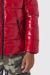Best Selling Zip Hood Canvas High Shine Puffer <b>Jacket</b> <b>Red</b> Windproof Warm Winter New Style Quilted Bubble Fur Men's - Product Image 6