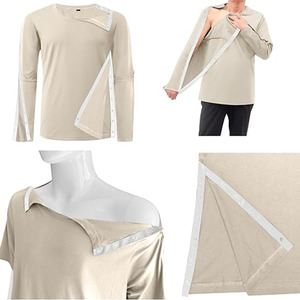 Vêtement médical de réadaptation en jersey de coton de qualité supérieure pour patients hospitaliers, t-shirt unisexe à manches longues, logo personnalisé - Product Image 6