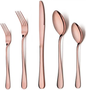 Juego de utensilios de cocina de cobre puro Cubiertos Cuchara Tenedor Cubiertos con acabado pulido de espejo para regalos de negocios - Product Image 2