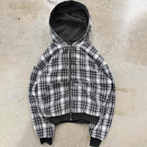 Sweat à capuche ample en flanelle à carreaux pour homme, en coton, réversible, zippé, respirant, vintage, lavé, ample, géométrique, double couche - Product Image 3