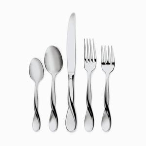 Upscale American Style Handcrafted 4 Pcs Silver Stainless Steel Cutlery Set With Elegant Black Sleek Handles for Weddings - Product Image 4