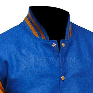 Chaqueta Letterman personalizada para hombre, diseño único con cuello levantado y mangas de cuero de excelente calidad - Product Image 6