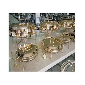 Plato de Chafing de latón puro, forma diferente, hecho a mano, mejor calidad, dorado, pulido, latón sólido - Product Image 2