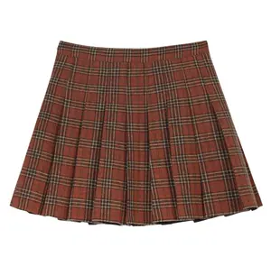Falda de estilo medio para mujer, falda de cintura elástica, tela de onda escocesa, falda escocesa tradicional escocesa de tartán