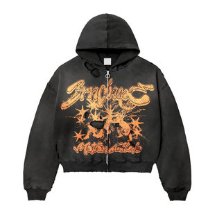 Mens Fashion Oversized Washed Streetwear Distressed <b>Hoodie</b> Vintage <b>Grunge</b> Regular Fit Casual 100% Organic Cotton Fleece - Product Image 4