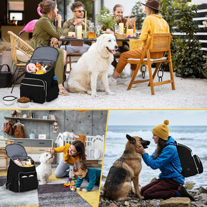 Mochila de Viaje para Perros Personalizada, Mochila de Viaje para Mascotas de Nailon de Gran Capacidad, Mochila para Perros para Acampar al Aire Libre en Negro - Product Image 5