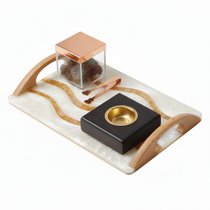 Bandeja para Incienso Hecha a Mano de Madera y Resina con Tarro de Almacenamiento, Set de Porta Incienso Religioso, Ecológico, Regalo para Ramadán y Eid - Product Image 3