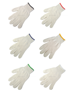 Gants industriels en coton/polycoton tricotés, 7 jauges, blanc naturel, antidérapants et anti-vibrations, longueur 26 cm, Indonésie - Product Image 2