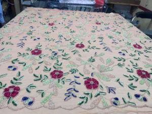 Vải thêu tay với hoa 3D hạt và sequin làm việc cho mục đích trang trí - Product Image 2