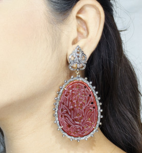 REYES Antique Style 14K Gold 925 Sterling Silver Natural Diamond Carbines Victorian <b>Earrings</b> For Women Expensive Jewelry - Product Image 5