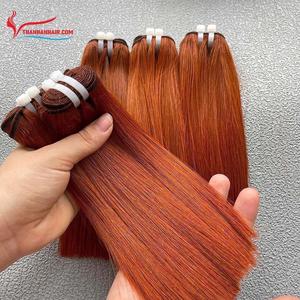 ¡PRODUCTO CALIENTE! Extensión de cabello humano de trama de máquina de color Ombre recto de hueso vietnamita color rojo y naranja - Product Image 3