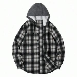 <b>Men's</b> Casual Plaid Flannel <b>Hoodie</b> Long Sleeve Lightweight Canvas Shirts Jacket Zipper Closure Printing Decoration for Winter - Product Image 6