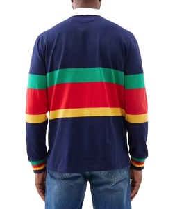 Polo de rugby à rayures décontracté à manches longues pour hommes durable et respirant pour un usage quotidien tenues de sport polos de rugby imprimés - Product Image 5