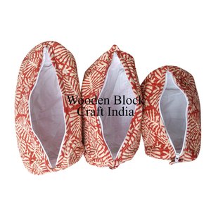 Vintage Hand block Print Affordable High Quality Quilted Makeup Pouch Set Handcrafted & Trendy pouch set with zipper closure - Product Image 4