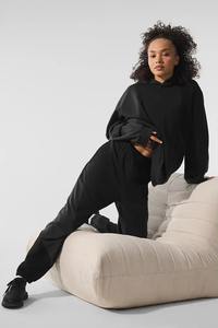 Sweat à capuche long surdimensionné pour femme, tissu en velours doux de qualité supérieure, coupe ample décontractée, logo sur le devant, vêtements d'hiver, 100% coton - Product Image 3