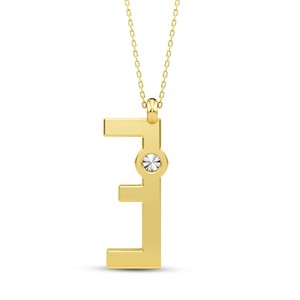 Colgante de Letra del Alfabeto con Diamante Cultivado en Laboratorio de Lujo VVS VS EF, Plata de Ley 925 con Acabado en Oro, Inicial Personalizada Solitaria - Product Image 3