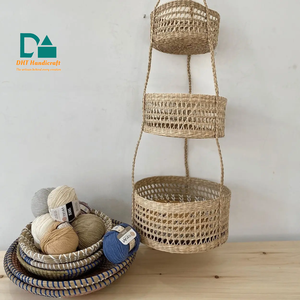 Cesta de Almacenamiento Colgante Multifuncional de Mimbre Tejido a Mano de 3 Niveles, Ecológica, para Macetas, Mercado Europeo - Product Image 2