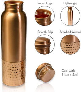 Bouteille en cuivre simple avec un design martelé, élégante et étanche, pour le bureau, la maison, le yoga, la salle de sport, les voyages et l'hydratation quotidienne - Product Image 2