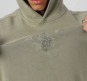 Customizable Color Embroidered Beaded Rose Print Hoodie for <b>Men</b> Drop shoulder Trendy loose Hoodie for <b>Men</b> - Product Image 6