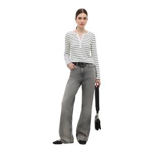 Camiseta Ajustada para Mujer, Estilo Casual, 100% Algodón, Transpirable y Ligera, Tallas XS y XXS, Manga Larga y Corta, para Verano - Product Image 1