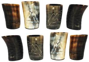 ฮอร์นแก้วสำหรับดื่มทำมือสีธรรมชาติหรูหรางานแกะสลักทำด้วยมือแก้วไวกิ้งติดโลโก้แบบสั้นแก้ว - Product Image 4