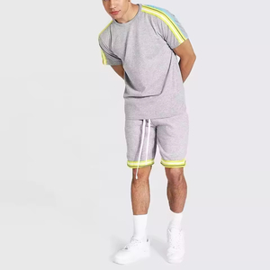 เสื้อยืดและกางเกงขาสั้นผู้ชายเซ็ตสองชิ้นสำหรับฤดูร้อนใหม่เซ็ตเสื้อยืดหนาแขนสั้นระบายเหงื่อชุดกางเกงขาสั้นฤดูร้อนตามสั่ง - Product Image 5