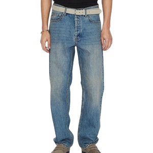 Jean Baggy en Denim Personnalisé pour Homme – Coupe Droite de Haute Qualité, Délavé, Décontracté, Confortable, Jambe Large, Coupe Ample, Pantalon Uni - Product Image 1