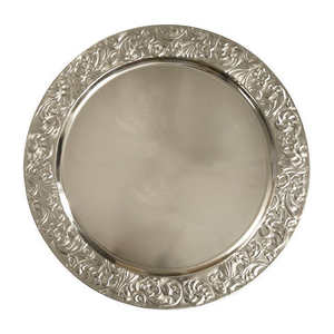 Assiette de présentation ronde en argent gaufré, de haute qualité, faite à la main, sous-assiette, vente chaude, assiette décorative pour mariage indien - Product Image 1