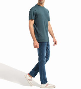 Hommes à manches courtes col rond 80% coton 20% polyester couleur vert complet pull gym wear hommes T Shirt - Product Image 5