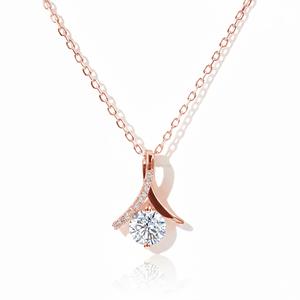 Modern 1 Carat Brilliant Cut Solitaire Pendant <b>Necklaces</b> D VVS1 Moissanite Flowing Design 925 <b>Sterling</b> <b>Silver</b> Multi-color Link - Product Image 3