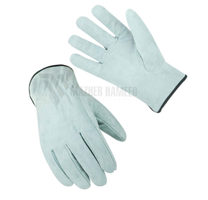 ถุงมือทำงานหนังแท้สีขาวล้วนอุปกรณ์ป้องกันระดับพรีเมียมสำหรับช่างเครื่องและคนงาน - Product Image 1