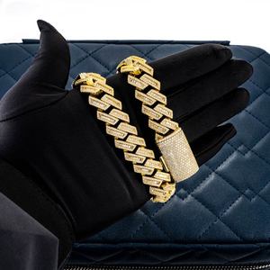 Chaîne à maillons cubains Moissanite Solitaire 14MM plaqué or jaune pour bijoux de mode pour style moderne - Product Image 4