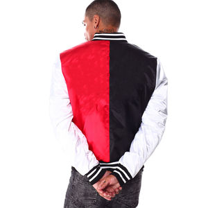 Blouson d'aviateur en satin de soie de haute qualité Green Shine pour hommes Design personnalisé Baseball Bouton pression avant avec côtes - Product Image 2