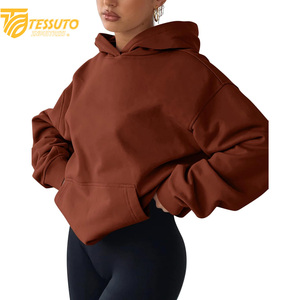 เสื้อครอปไซส์ใหญ่พิเศษสำหรับผู้หญิงเสื้อมีฮู้ดแฟชั่นผ้าฝ้าย100% สั้นโอเวอร์ไซส์สำหรับผู้หญิง - Product Image 1