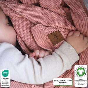 Couverture Bébé Alina - 80x100cm (100% Coton Organique-380gr) Rose - Product Image 3