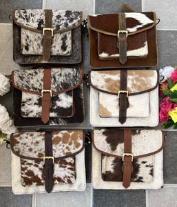 Bolso de mano con manta de cuero de vaca auténtica para mujer, elegante bolso informal con cierre de cremallera, impermeable, ligero - Product Image 5