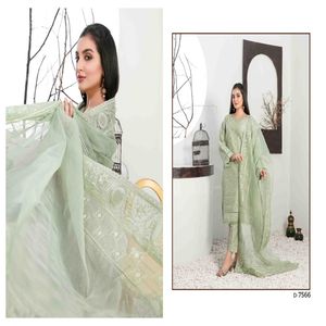 Conjunto pesado de 3 piezas para mujer 2024, camisa de Organza cosida, pantalón bordado de viscosa Dupatta, ropa India pakistaní Pakistán - Product Image 5
