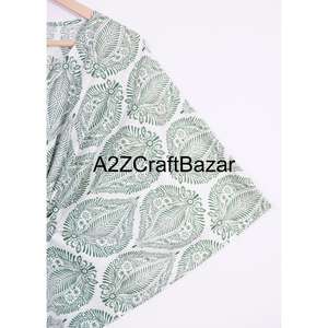 Caftán Indio para Mujer, 100% Algodón Puro, Estampado Floral a Mano, Maxi Largo, para Playa, Ropa de Dormir, Caftán Rabe con Cuello en V, Cinturón, Lavable - Product Image 4