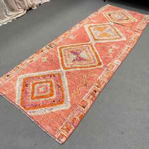 Alfombra Turca de Lana Vintage con Rayas Rojas, 3.2x8.8 pies - Product Image 4