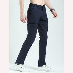 Mode décontractée pour hommes Pantalon Cargo droit incurvé rayé multi-poches élégant extérieur confortable Pantalon pour hommes délavé - Product Image 3