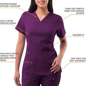 Conjuntos de uniformes de hospital OEM para mujeres profesionales Trajes de fregado de mezcla de rayón y poliéster de algodón con estilo - Product Image 3