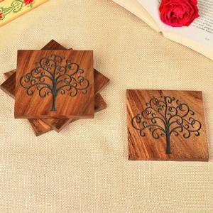 Ensemble de sous-verres en bois écologiques tapis de tasse rustiques faits à la main pour la table à manger café thé bière maison cuisine - Product Image 3