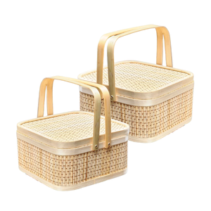 PANIER CADEAU EN BAMBOU artisanal Durable, réutilisable et parfait pour les paniers de fruits, les pique-niques ou le rangement Décoration intérieure - Product Image 1